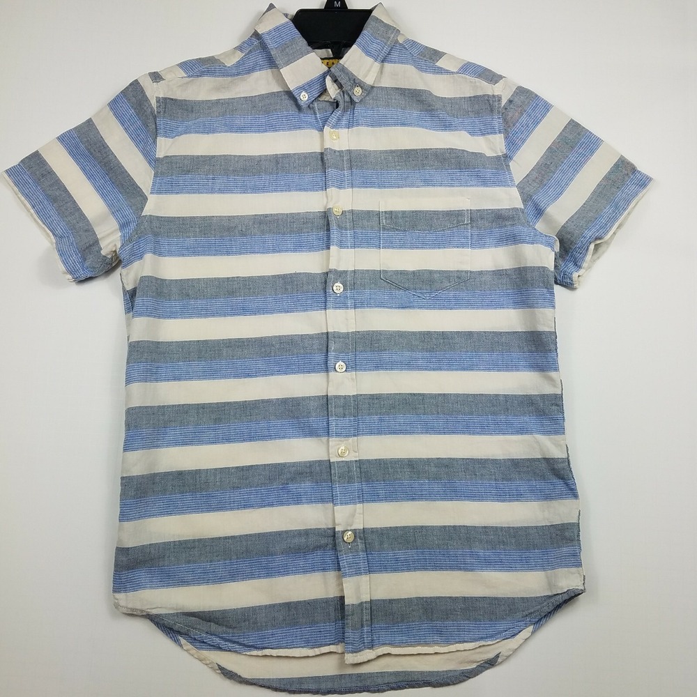 Mens Prince And Fox Blue Striped Short Sleeve Button Down Sz S